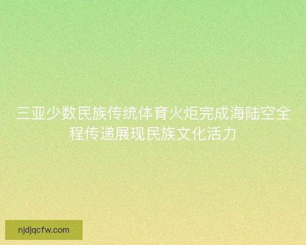 三亚少数民族传统体育火炬完成海陆空全程传递展现民族文化活力