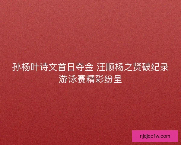 孙杨叶诗文首日夺金 汪顺杨之贤破纪录游泳赛精彩纷呈