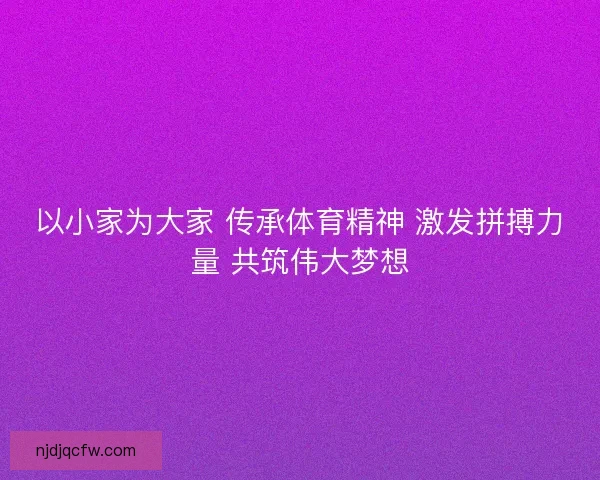 以小家为大家 传承体育精神 激发拼搏力量 共筑伟大梦想